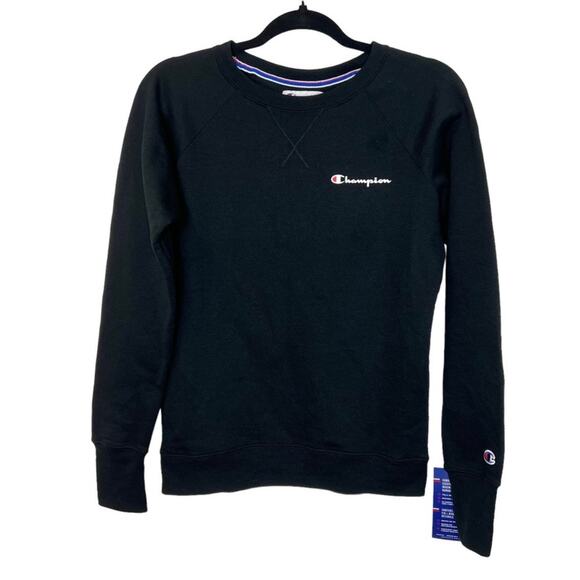 NWT Champion Authentic Powerblend Classic Crewneck Fleece Sweatshirt Black XS - Picture 3 of 7
